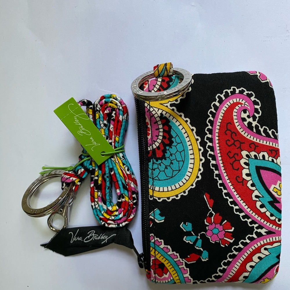 Vera Bradley zip id and lanyard Parisian paisley